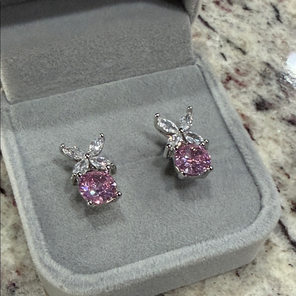 Delicate Pink and Silver Nature-Inspired Earrings